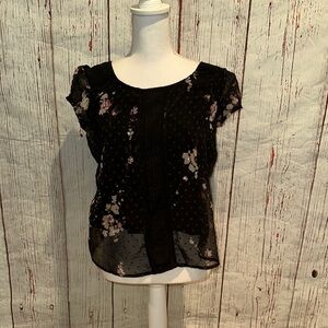 Floral Black Sheer Women's Top